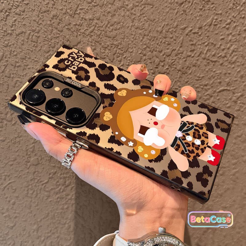 เคสโทรศัพท์ลายเสือดาวน่ารักแบบสาวทำปากจู๋สำหรับ Samsung S30U S25U S25E S24U S24FE S23U S23FE S22U S21 S20FE รูปที่ 3