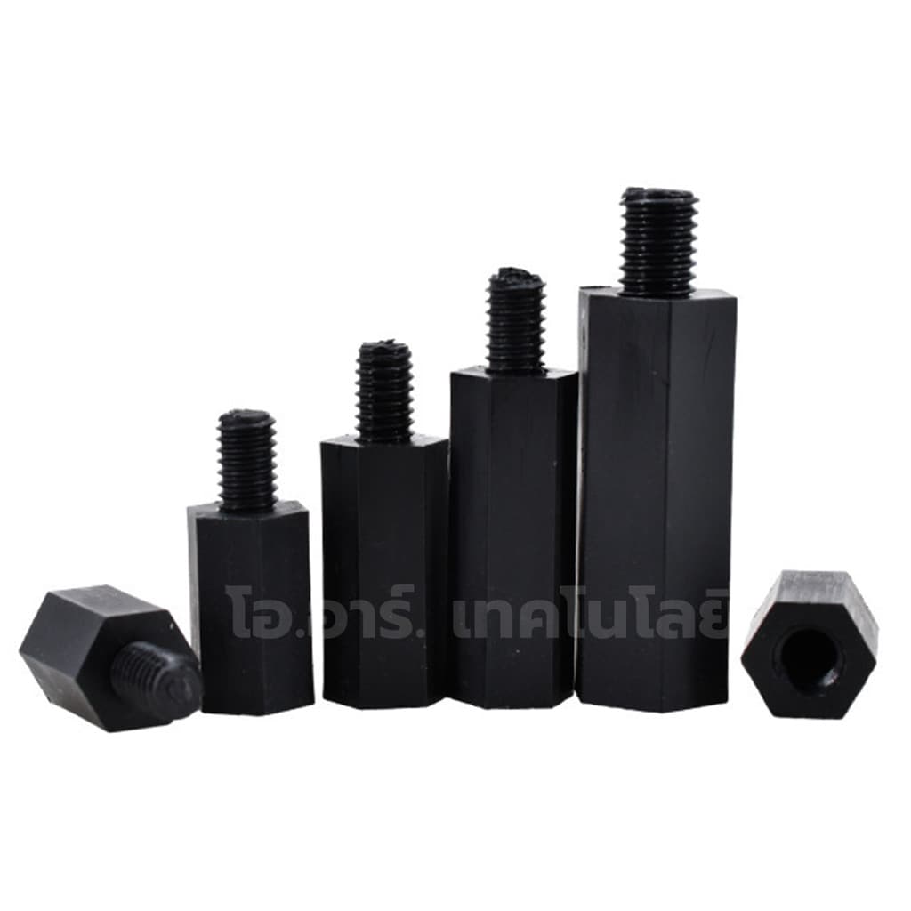 สกรู/นอต/เสาหกเหลี่ยม ไนลอน Nylon Screw/Nut/Standoff Hexagonal Nylon Black ขนาด M2/M2.5/M3/M4/M5 สกรูไนลอน/น... รูปที่ 2