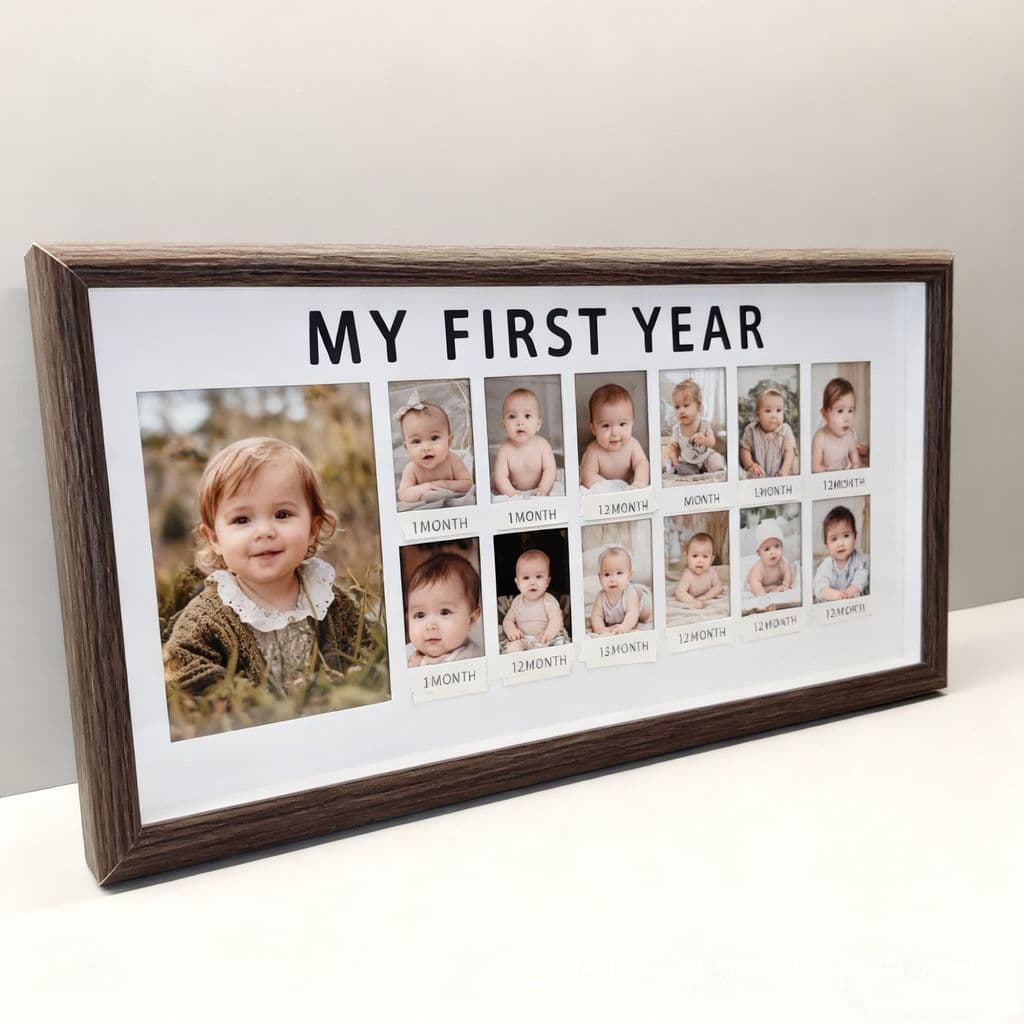 กรอบรูปเด็ก MY FIRST YEAR บันทึกการเติบโตของทารก กรอบรูปความทรงจำลูก ของตกแต่งห้องเด็ก รูปที่ 4