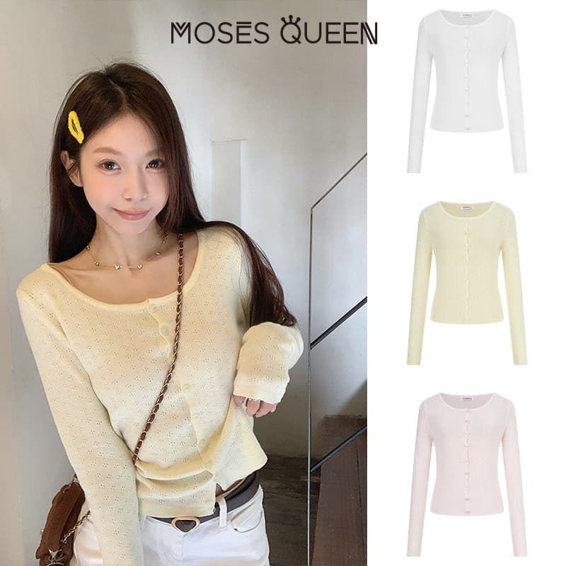 < MOSESQUEEN > โมเสส คาร์ดิแกนผู้หญิง ลายละเอียดทอแน่นแขนยาว สไตล์เรียบง่าย ใส่ง่ายตลอดปี เหมาะทั้งใส่ในและนอกบ้าน #69001 รูปที่ 3