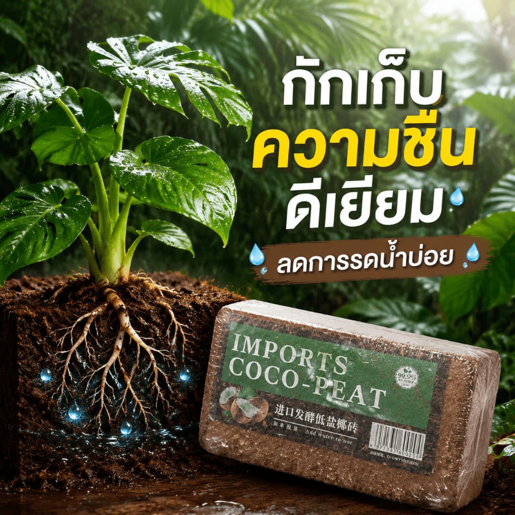 NikiHome ขุยมะพร้าวอัดก้อน เกรดพรีเมียม 100% ขุยมะพร้าวอัดก้อน สำหรับปลูกต้นไม้ พองตัวเร็ว รูปที่ 5