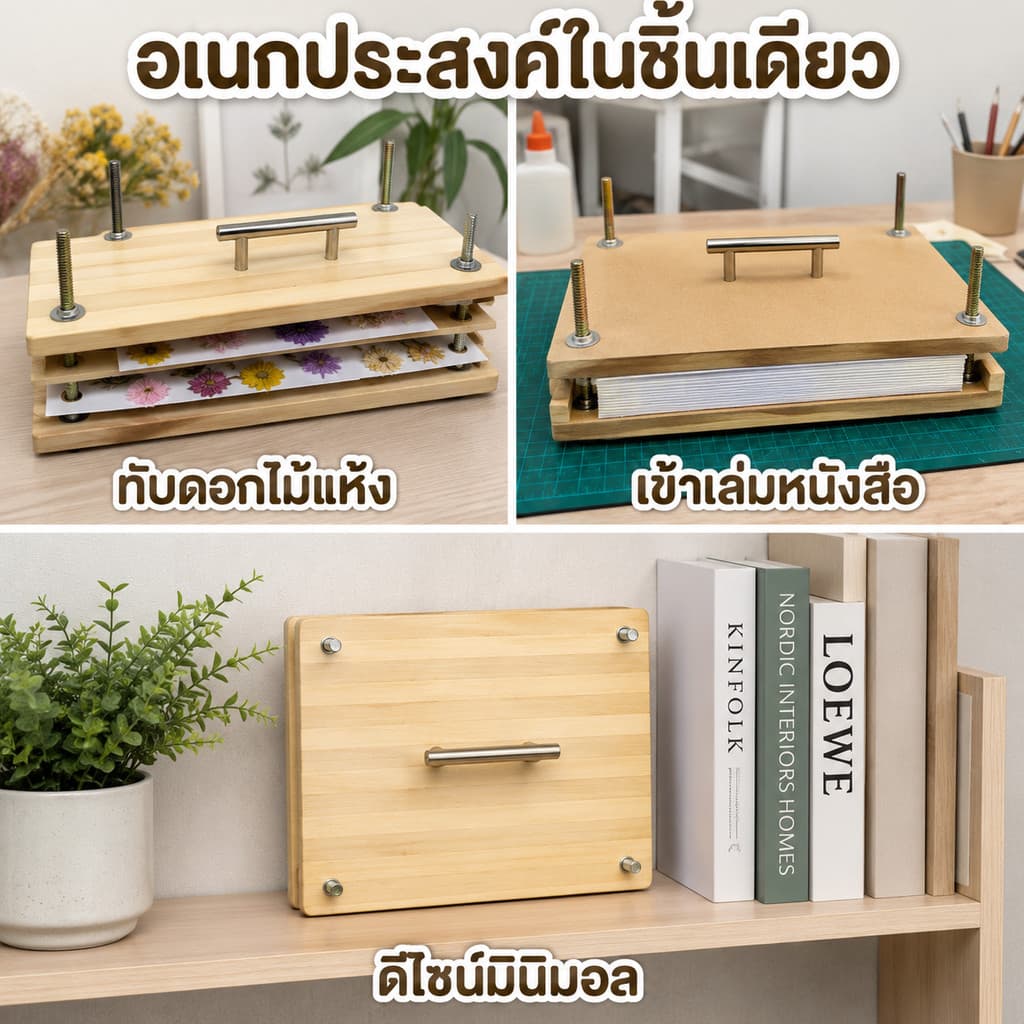 แท่นกดหนังสือไม้ไผ่ 2 ชั้น อุปกรณ์ทับกระดาษงานฝีมือ DIY แข็งแรงทนทาน ใช้งานง่าย พร้อมน็อตยึดแน่น รูปที่ 7