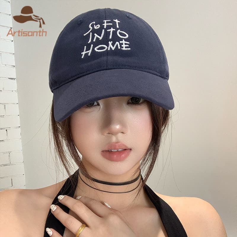 ส่งเร็วหมวกเบสบอลปักตัวอักษร SOFT INTO HOME ปรับขนาดได้ คุณภาพสูสไตล์เกาหลี ีใช้ได้ทั้งชายและหญิง 2026ใหม่ รูปที่ 6