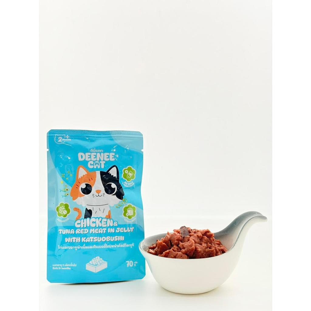 อาหารเปียกแมวแบบซองขนาด 70g. Deenee cat ไม่เติมเกลือ สูตรเกรนฟรี อร่อยเด้งในเยลลี่ สำหรับลูกแมว 2 เดือนขึ้นไป รูปที่ 3