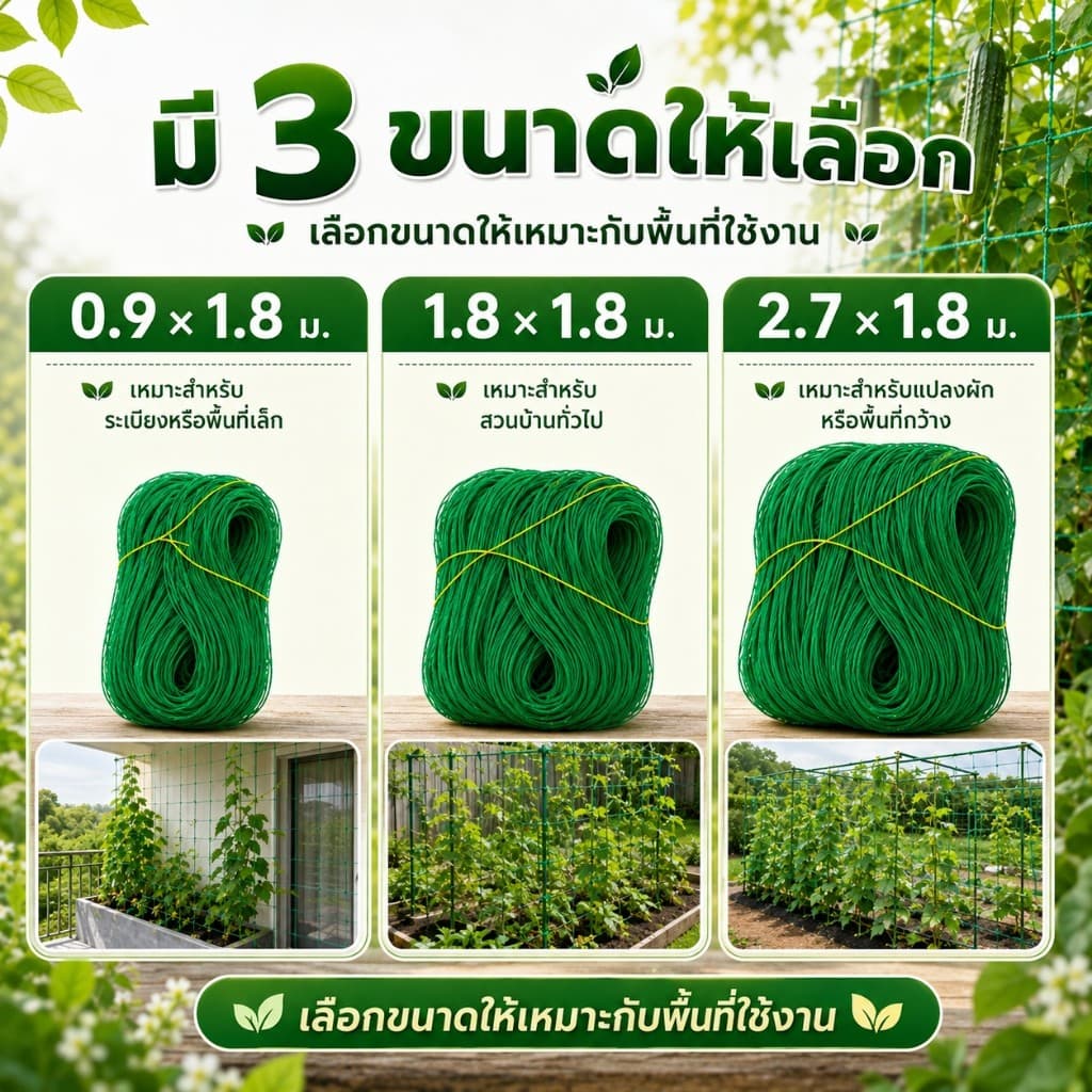 ตาข่ายปลูกผัก อวนปลูกผัก ค้างไม้เลื้อย ตาข่ายบวบ ตาข่ายแตงกวา คุณภาพดี ทนทาน เน็ตตาข่ายสี่มุม ใช้กับแปลงผักสวนบ้าน รูปที่ 7
