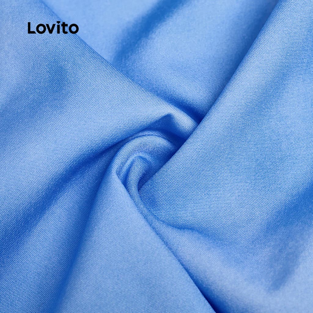 Lovito สง่างาม ชุดเดรสลําลองติดกระดุม สําหรับผู้หญิง สีฟ้า แฟชั่นฤดูใบไม้ผลิ ฤดูร้อน L158AD190 รูปที่ 6