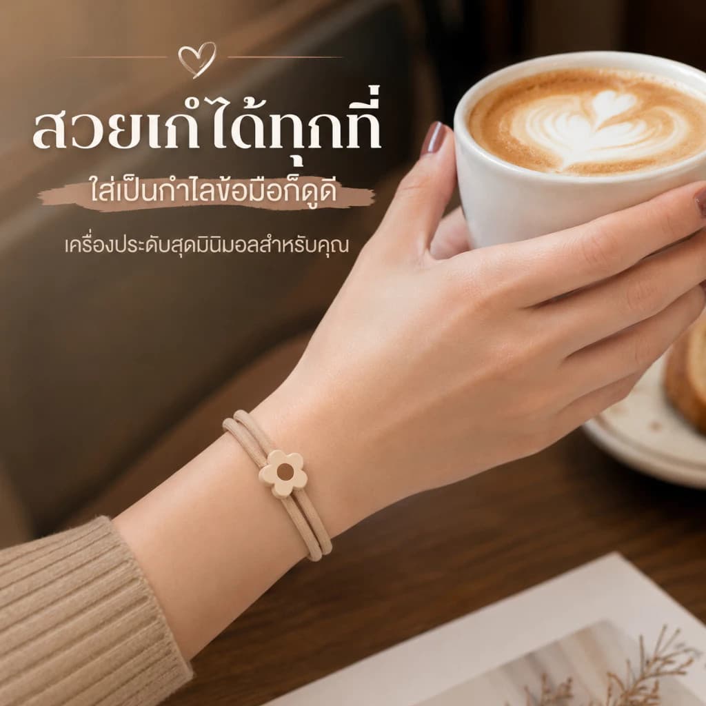 OwlSpot ยางมัดผมสไตล์เกาหลี 5 ชิ้น แฮนด์เมด ยืดหยุ่นสูงสุด ทนทาน สีดำ สำหรับผมทุกประเภท รูปที่ 4