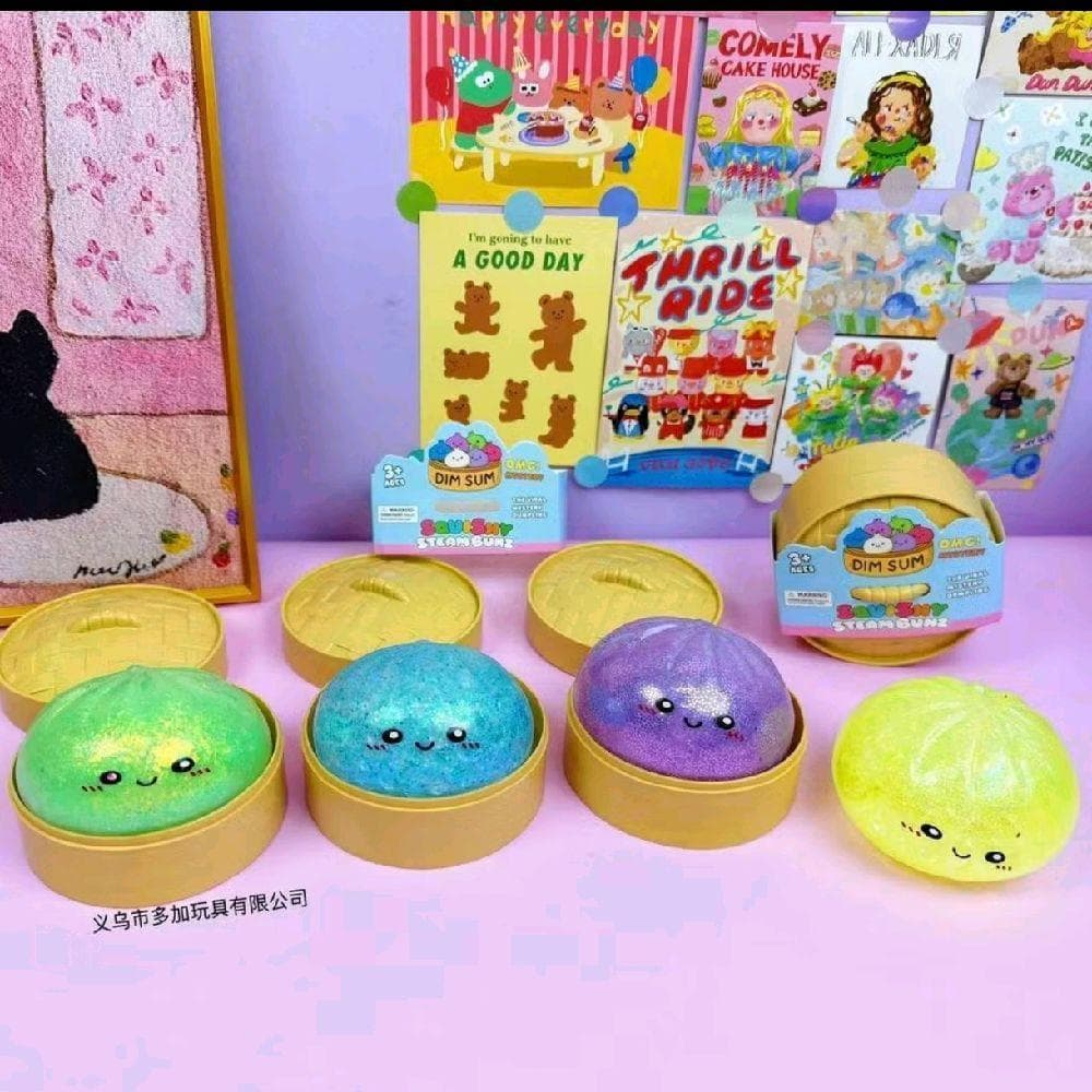 สกุชชี่ซาลาเปา ของเล่นเด็ก สไลม์กากเพชร บีบเด้งนุ่มมือ ของเล่นแก้เครียด สุ่มสีสุดน่ารัก รูปที่ 6