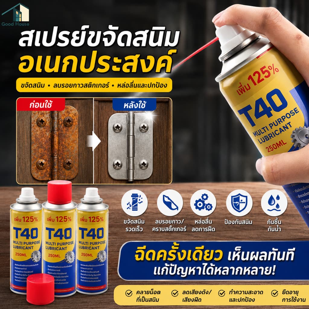 สเปรย์ป้องกันสนิม สเปรย์คลายฝืด สูตรอเนกประสงค์ ใช้ได้ทั้งบ้านและงานช่าง