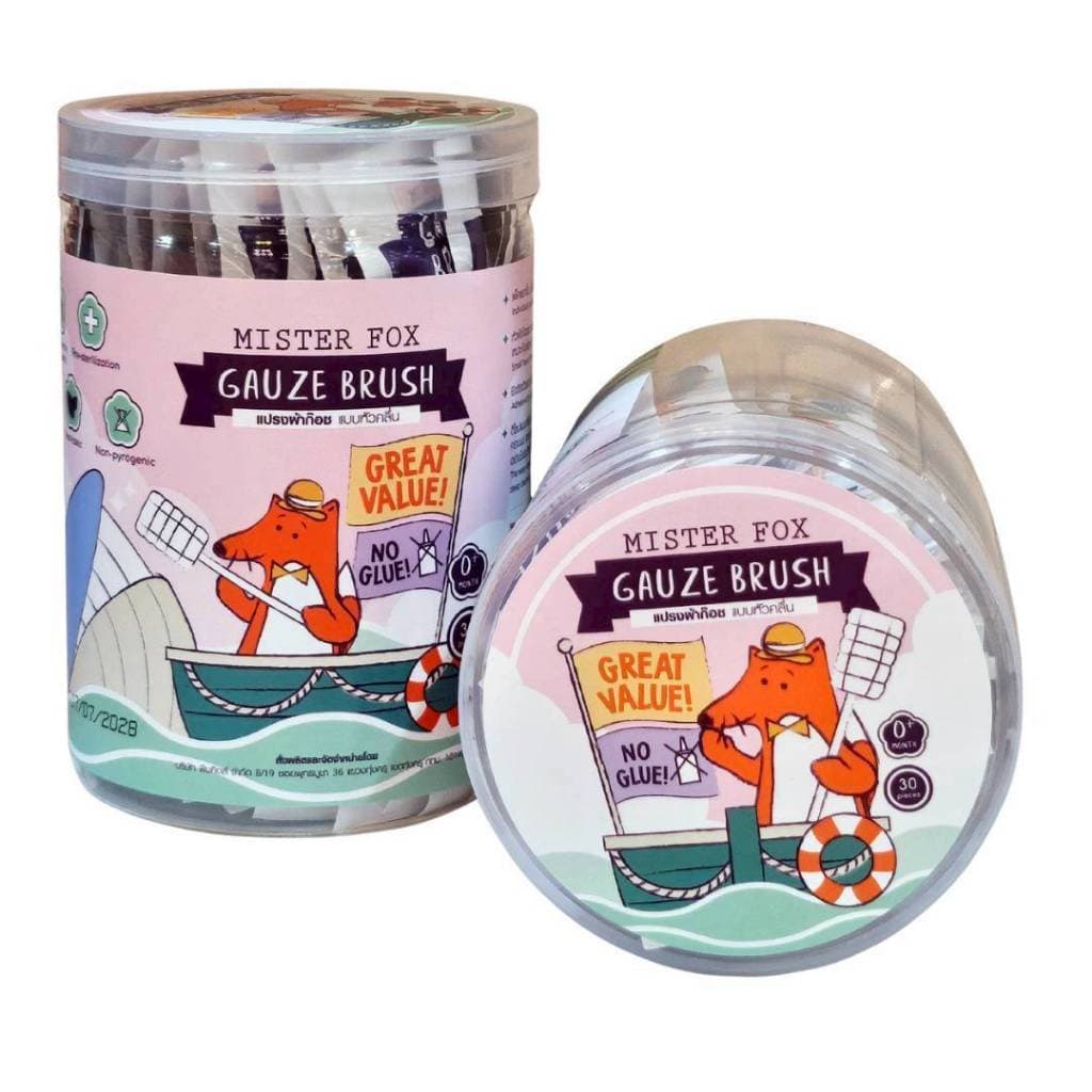 Mister Fox มิสเตอร์ฟอกซ์ แปรงผ้าก็อซ รุ่นหัวเกลียว / รุ่นหัวคลื่น เช็ดลิ้น มีด้าม Gauze Brush รูปที่ 7