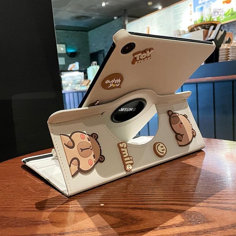 Capybara กาปิบาล่า หมุนได้ 360 หนังแบบฝาพับ เคสแท็บเล็ต Tablet Samsung Tab A11 A9 A8 A7 A 2019 + S10 S9 S8 S7 FE S6 Lite รูปที่ 4