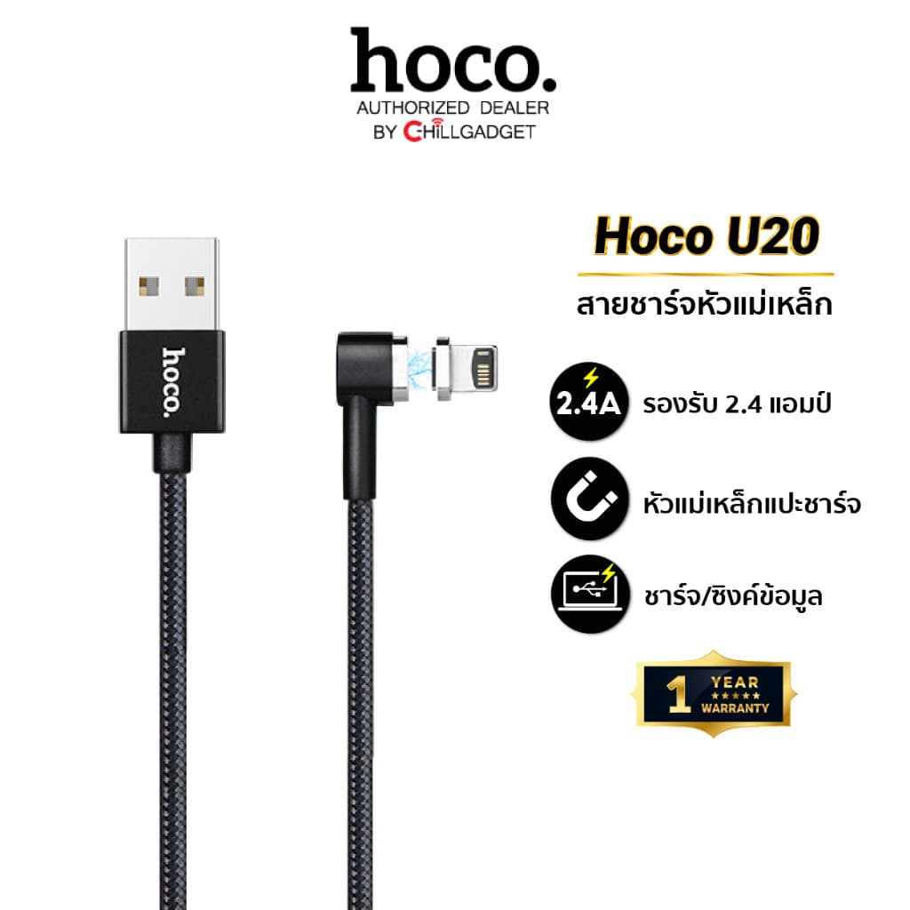 Hoco U20 สายชาร์จหัวแม่เหล็ก แค่แตะเท่ากับชาร์จ ถนอมช่องชาร์จ ไม่ต้องถอดบ่อย ๆ รูปที่ 1