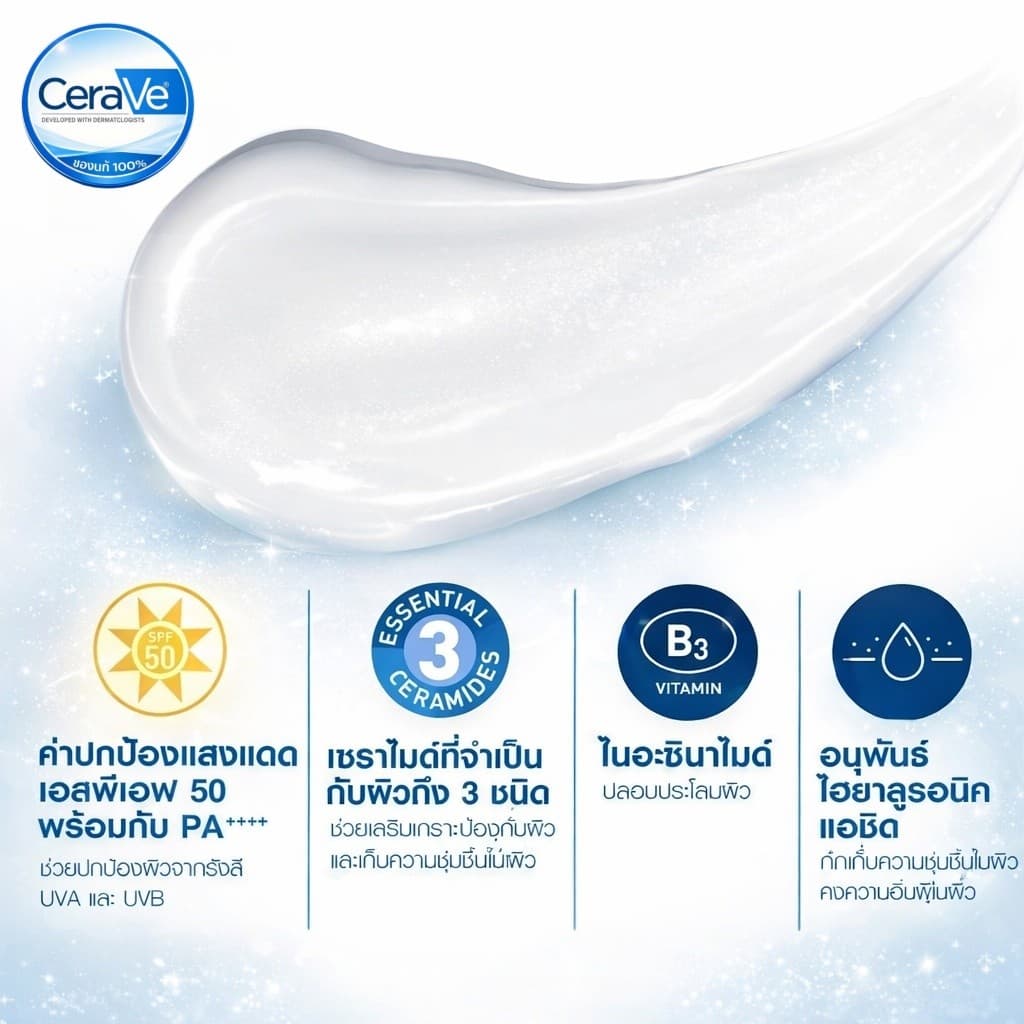CeraVe Facial Moisturising Lotion SPF50 | โลชั่นบำรุงผิวหน้า ชุ่มชื้นยาวนาน พร้อมปกป้องผิวจากรังสี UV ผิวนุ่มสุขภาพดี รูปที่ 6