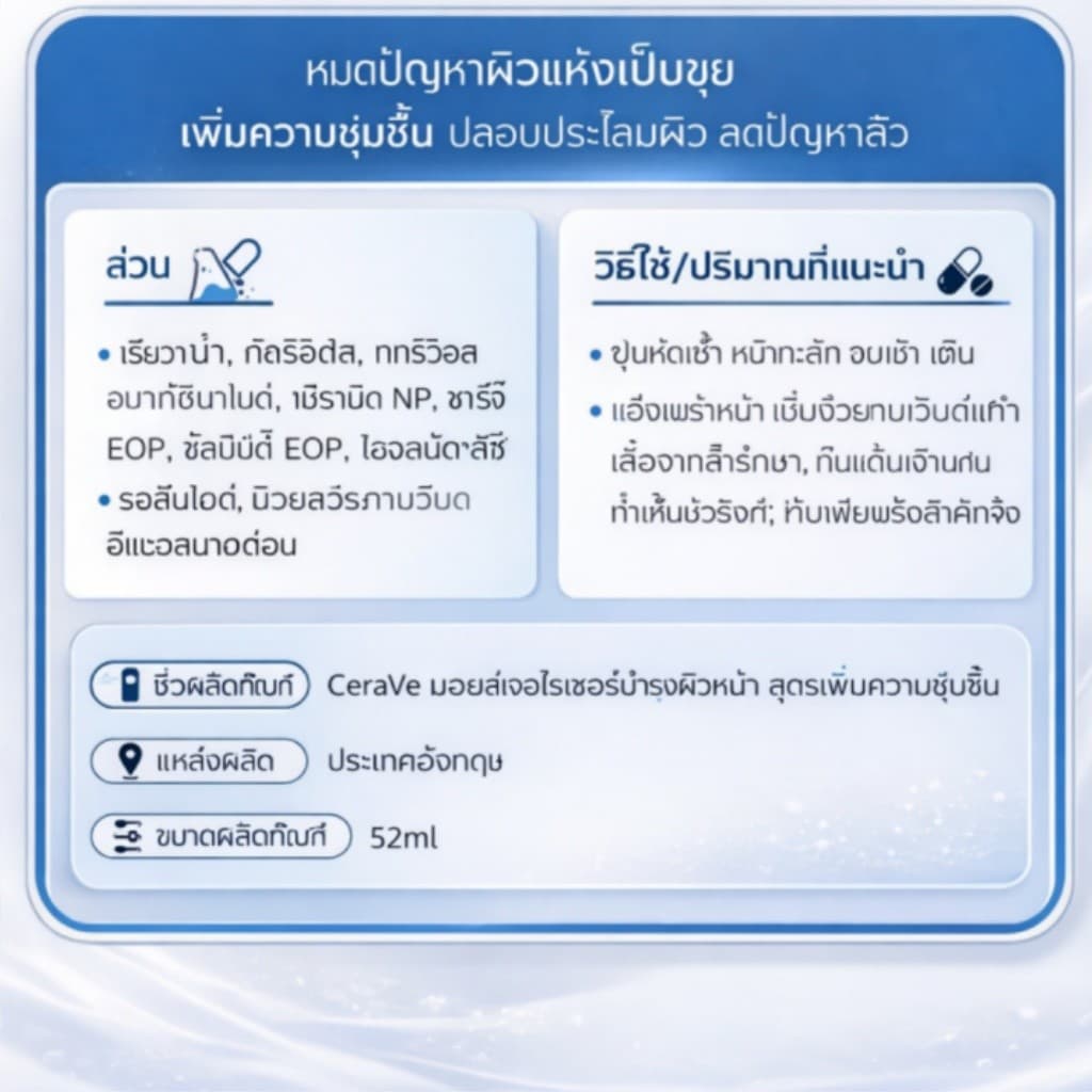 CeraVe Facial Moisturising Lotion SPF50 | โลชั่นบำรุงผิวหน้า ชุ่มชื้นยาวนาน พร้อมปกป้องผิวจากรังสี UV ผิวนุ่มสุขภาพดี รูปที่ 9