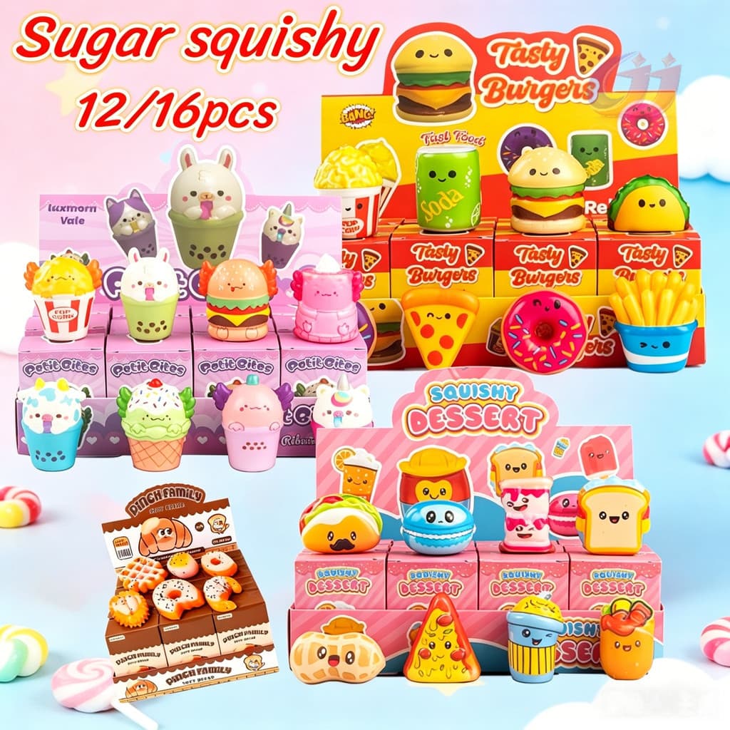 12 ชิ้น ของเล่นบีบช้า Slow Rebound กล่องสุ่ม Blind Box ของเล่นน่ารัก สำหรับเด็กและผู้ใหญ่ ของเล่นคลายเครียด ซาลาเปานุ่ม