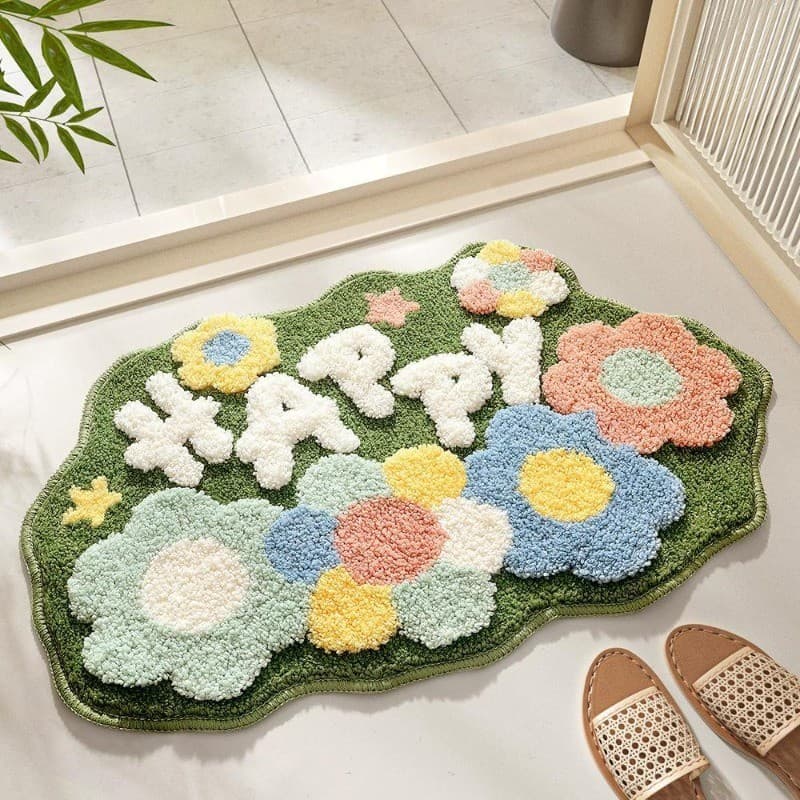 COD พรมเช็ดเท้า พรมดูดซับน้ำ มีพื้นยางกันลื่น 40x60cm พรมน่ารักขนนุ่มสไตล์เกาหลี รูปที่ 3