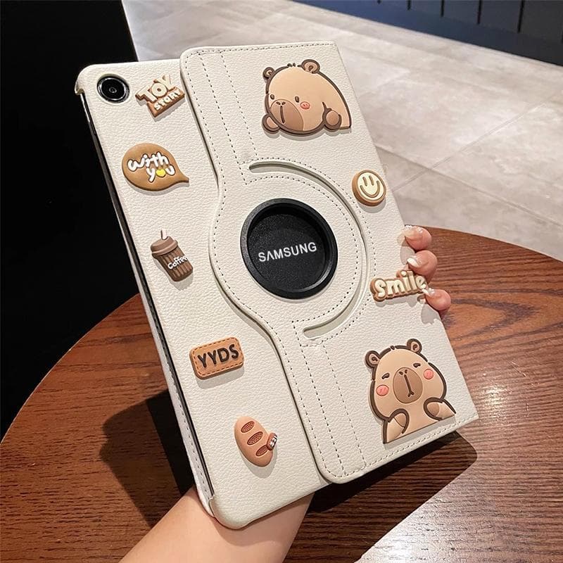 Capybara กาปิบาล่า หมุนได้ 360 หนังแบบฝาพับ เคสแท็บเล็ต Tablet Samsung Tab A11 A9 A8 A7 A 2019 + S10 S9 S8 S7 FE S6 Lite รูปที่ 1