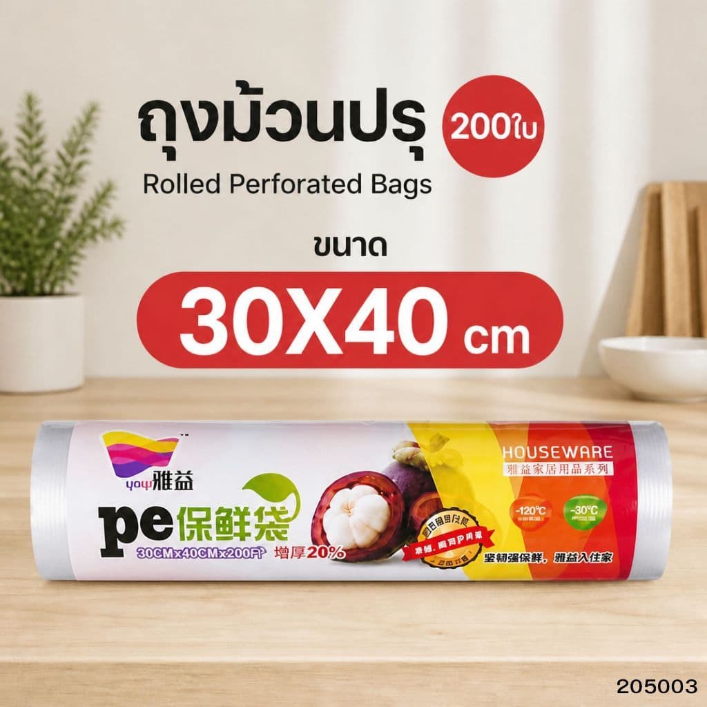 ถุงม้วนปรุ ถุงกระตุก 200ใบ PE เกรดอาหาร ดึงฉีกตามรอย ใช้ในครัว แช่ตู้เย็น แพ็คอาหารได้สารพัด รูปที่ 8