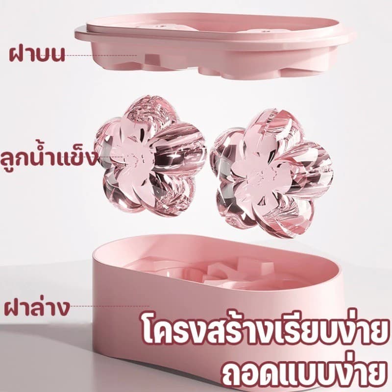 แม่พิมพ์ทำน้ำแข็งรูปซากุระ ซิลิโคนเกรดอาหาร ถอดง่าย ที่ทำน้ำแข็งรูปดอกไม้ ใช้ทำน้ำแข็งก้อนสำหรับเครื่องดื่ม ค็อกเทล รูปที่ 2