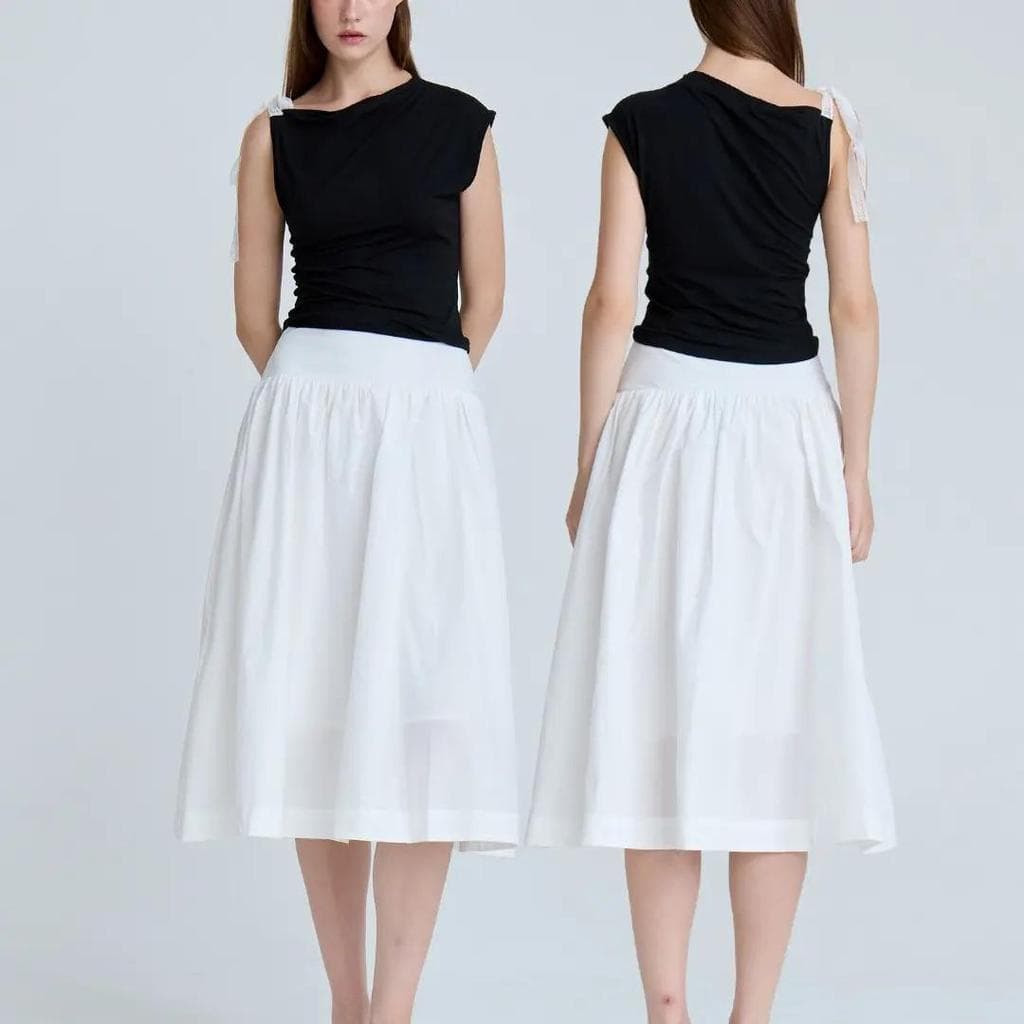 JIAQI 2062 White Whisper Skirt - กระโปรงเอวสูง S-3XL รูปที่ 9
