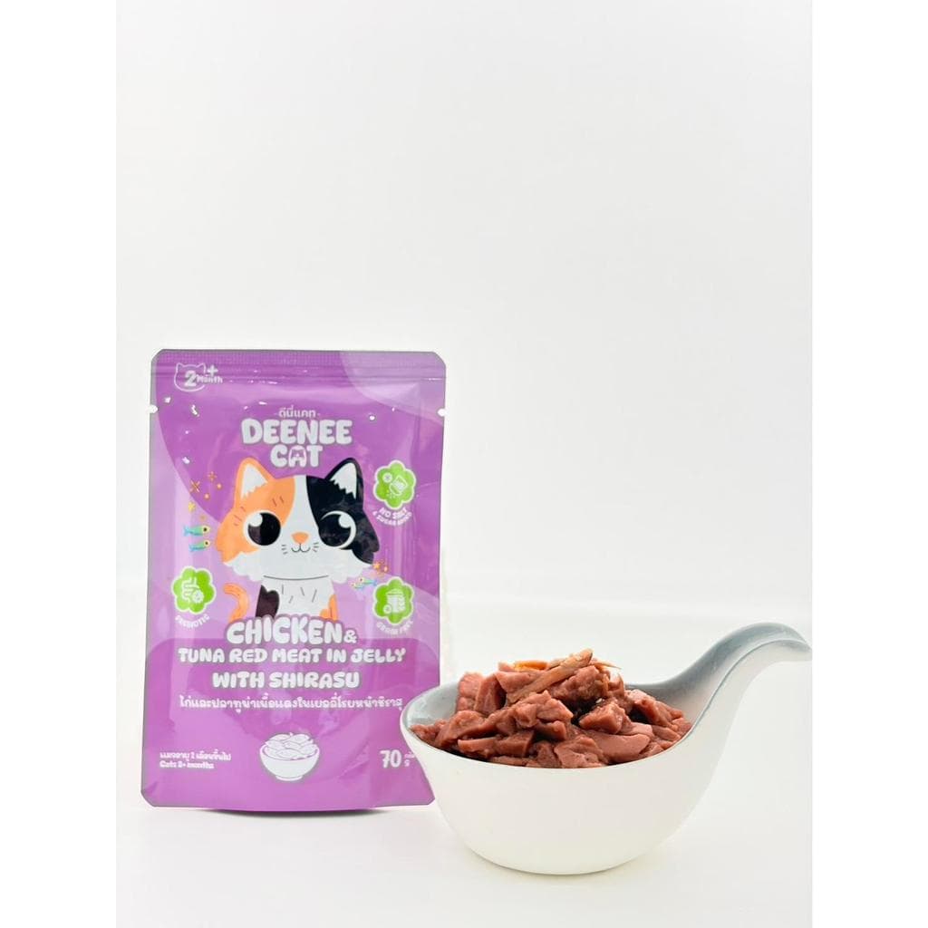 อาหารเปียกแมวแบบซองขนาด 70g. Deenee cat ไม่เติมเกลือ สูตรเกรนฟรี อร่อยเด้งในเยลลี่ สำหรับลูกแมว 2 เดือนขึ้นไป รูปที่ 2