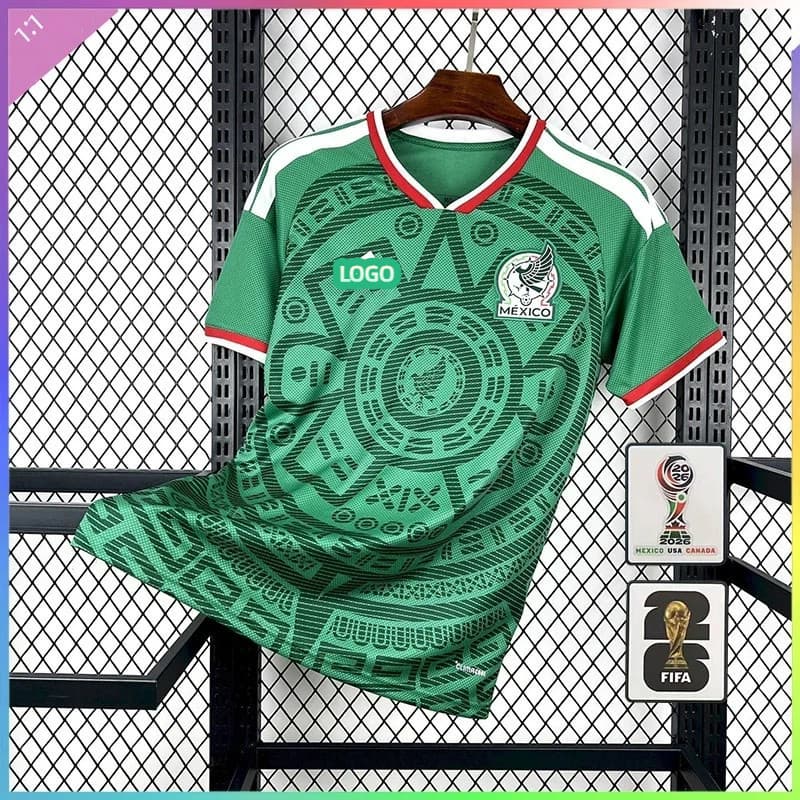 เสื้อฟุตบอลทีมชาติเม็กซิโก 2026 แบบแฟนเอดิชัน สำหรับบ้านและนอกบ้าน รูปที่ 1