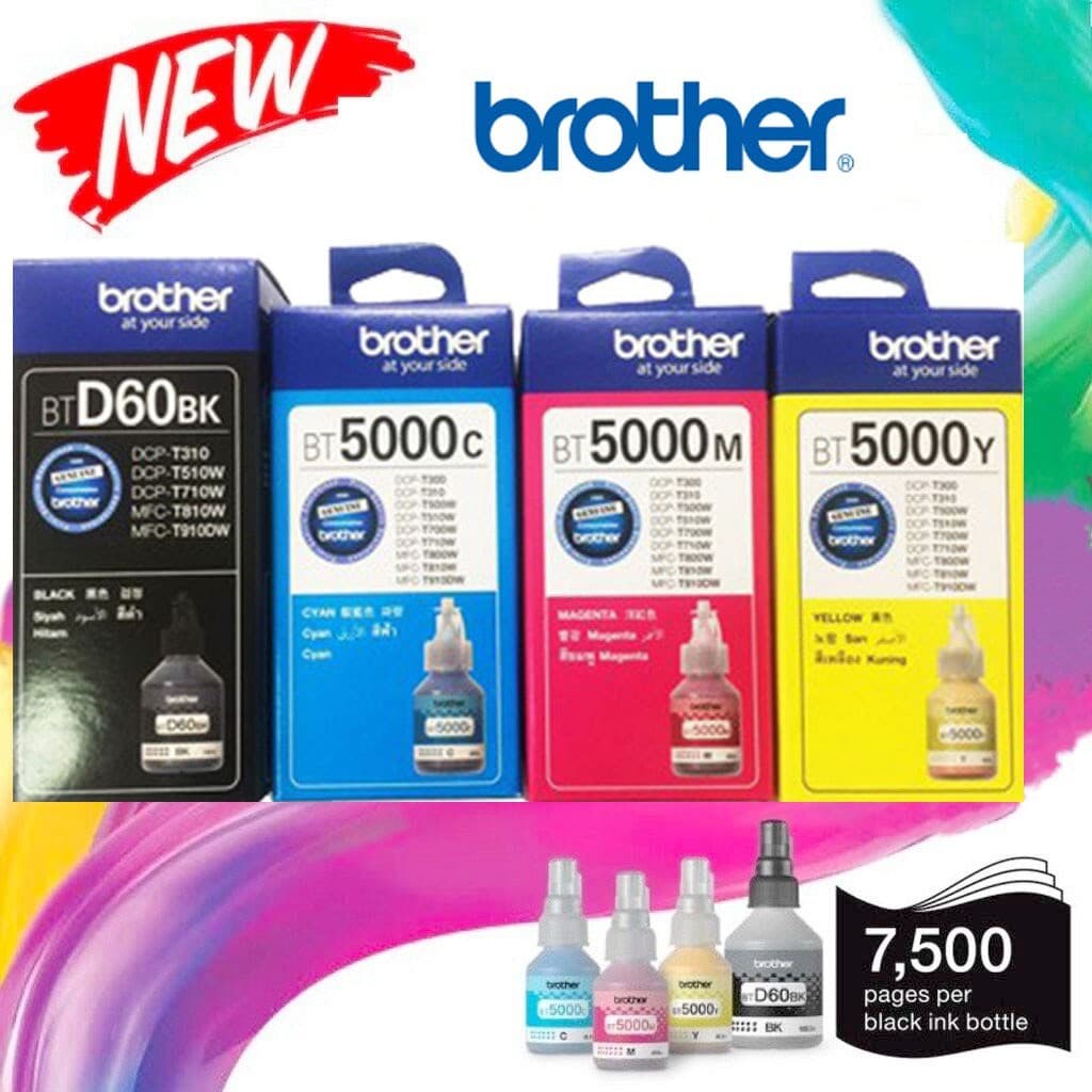 แท้100% Brother หมึก BT-D60BK, BT5000C/M/Y 4สี DCP-T220 T310 T420W T510W T520W T710W T720W T820W T910W รูปที่ 1