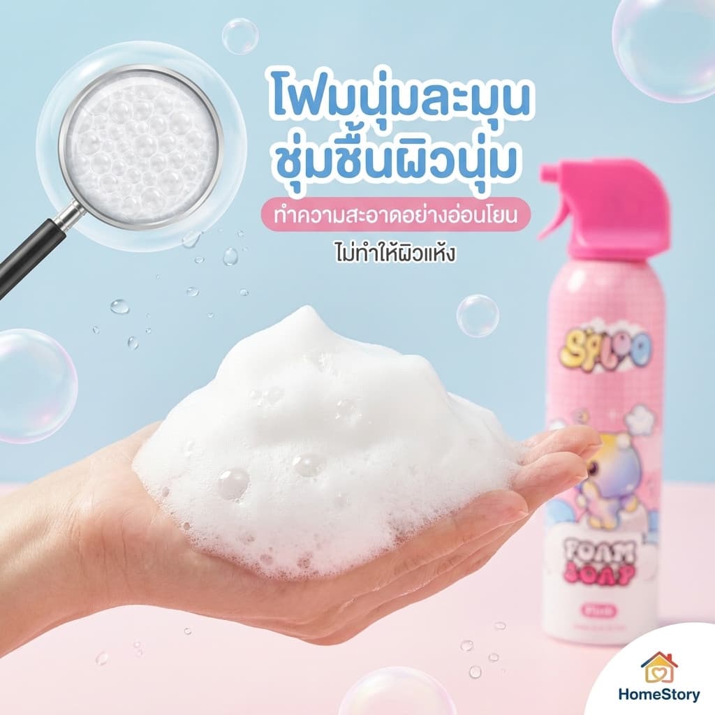 SPLOO บับเบิ้ลโฟมอาบน้ำเด็กเนื้อนุ่มอ่อนโยน ไม่ระคายเคืองผิว ปั้นเล่นได้สนุกสนาน มีกลิ่นหอมผลไม้ 3 กลิ่นให้เลือก รูปที่ 5