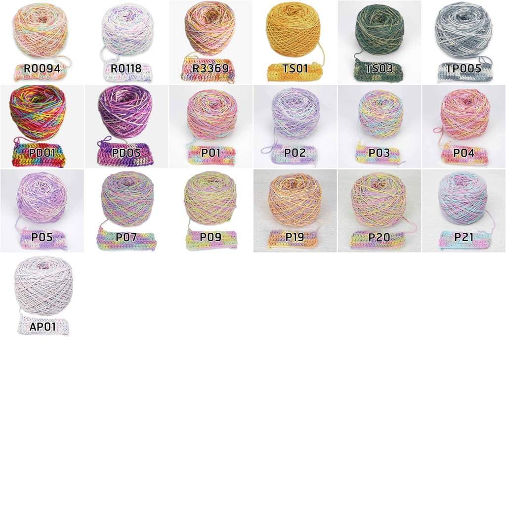 เชือกฟอกนิ่ม สีเหลือบ 200 กรัม ถักกระเป๋า คอตตอนเกลียว ไหมสีรุ่ง รูปที่ 3