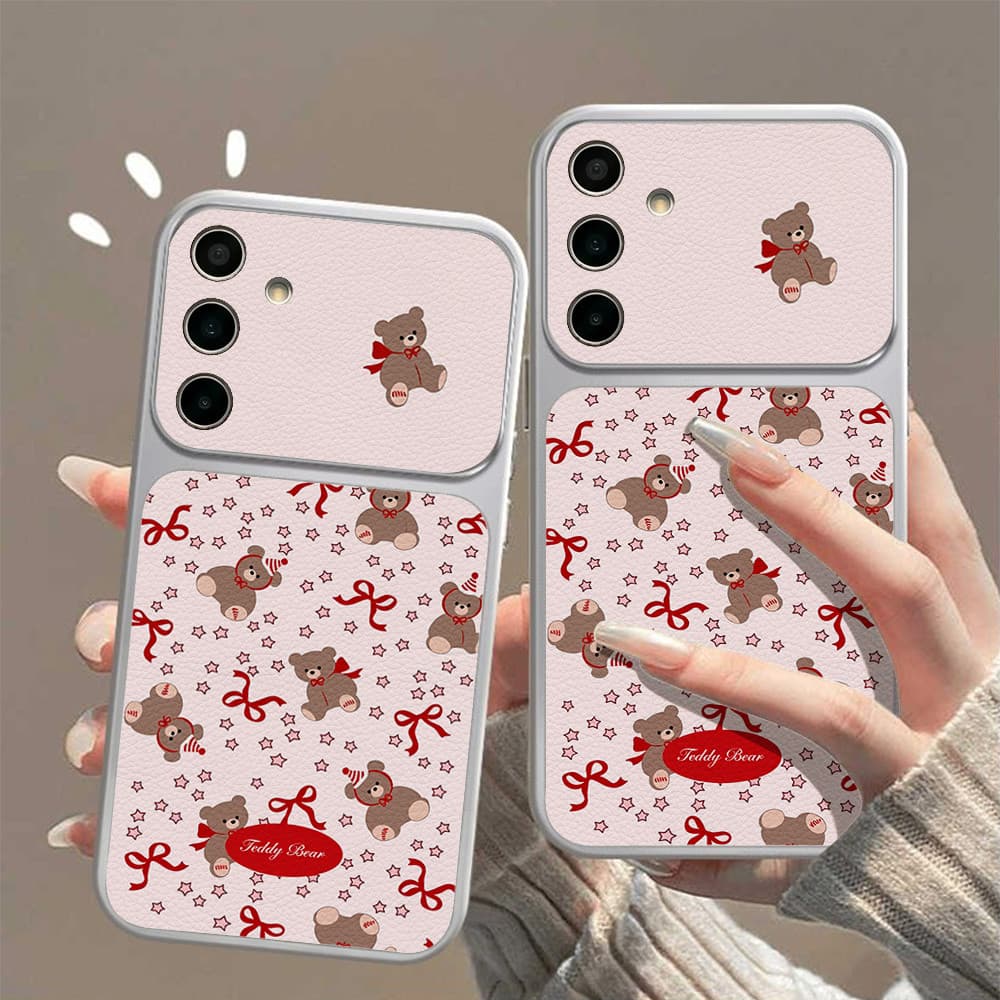 ตุ๊กตาหมีติดโบว์ เคส For Samsung S26 A07 A17 A27 A37 A57 A56 A36 A06 A16 A35 A55 A15 เคสโทรศัพท์หนังแกะ เคสโทรศัพท์ รูปที่ 6