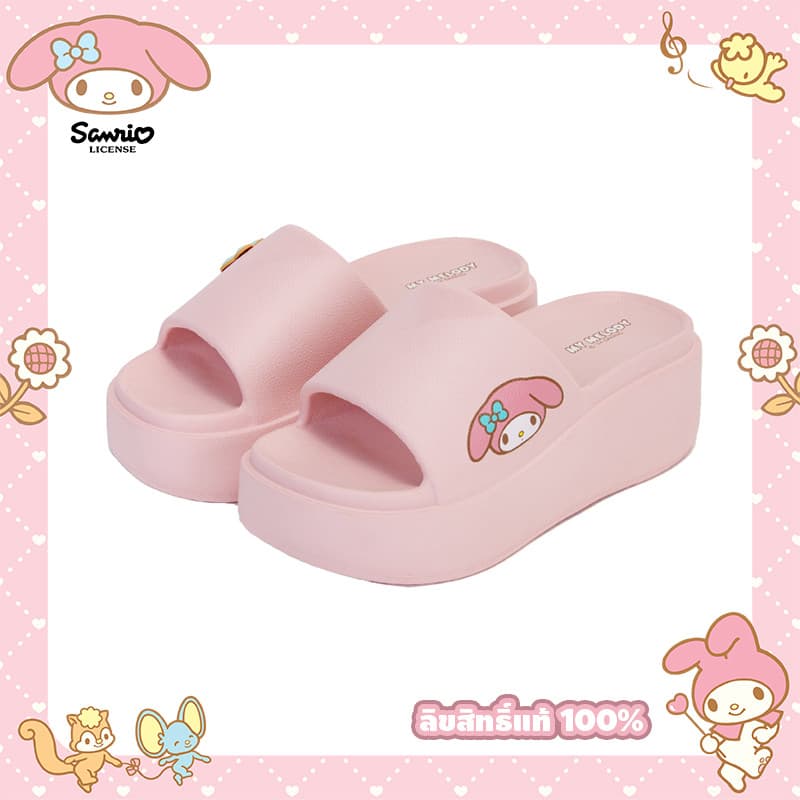 My Melody ส้นตึก รุ่นลิขสิทธิ์แท้ พื้นนุ่มใส่สบาย สีชมพู/ครีมมี่ ดีไซน์สุดคิวท์ รุ่นMM-116 รูปที่ 1