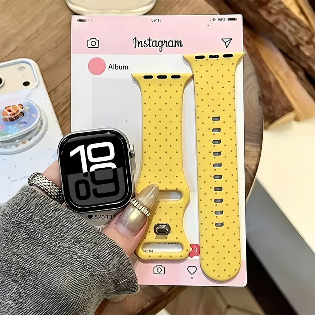 ลายจุดสีขาวเหมาะสําหรับ iwatchs11/10 สาย Apple Watch SE ซิลิโคน Applewatchs9/8/7 รูปที่ 6