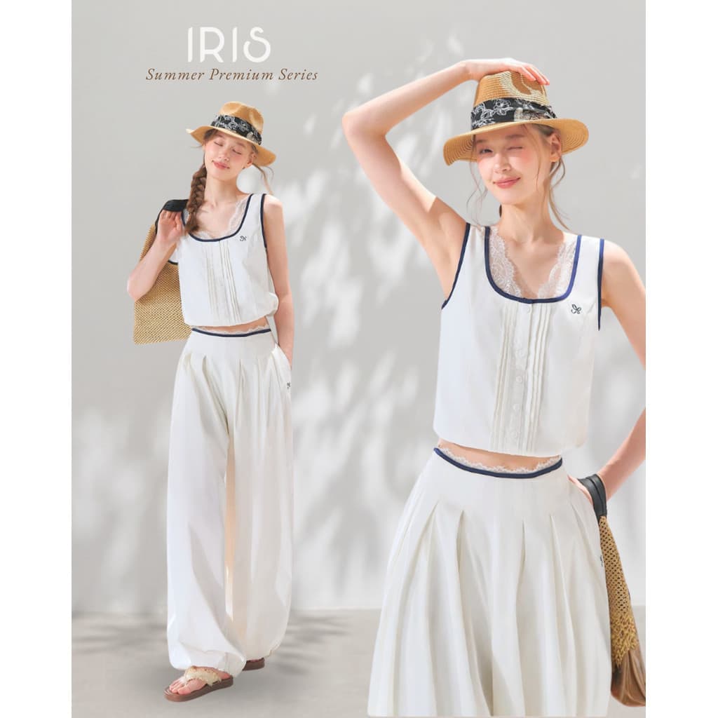 Original Design IRIS BOUTIQUE summer premium sereis 2 IS6583-IP6583 Elegant Lace Trim Tank Top & Balloon Wide Leg Pants รูปที่ 1