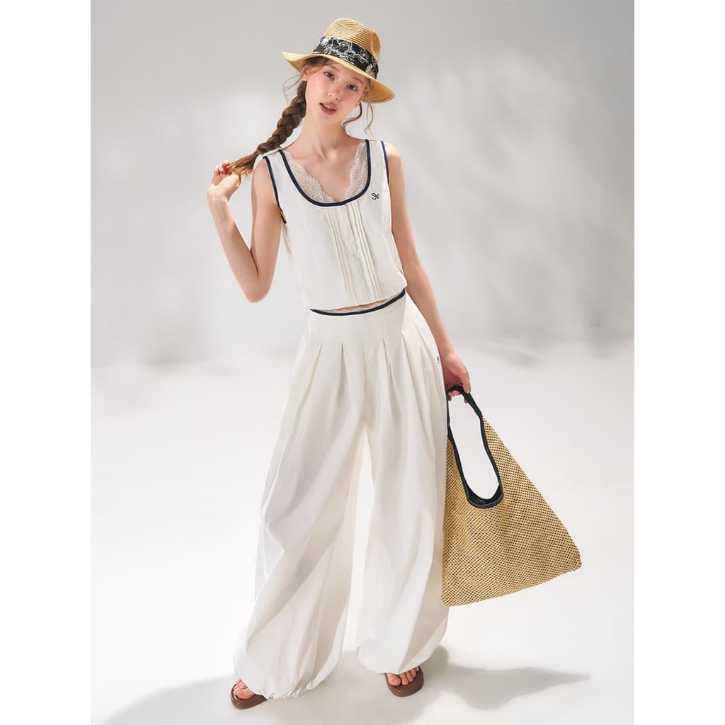 Original Design IRIS BOUTIQUE summer premium sereis 2 IS6583-IP6583 Elegant Lace Trim Tank Top & Balloon Wide Leg Pants รูปที่ 5