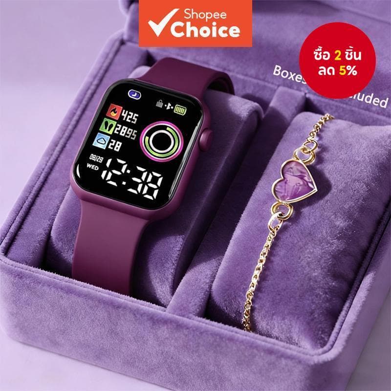 Kids Simple Heart Digital Sports Watch สร้อยข้อมือวงซิลิโคน รูปที่ 1