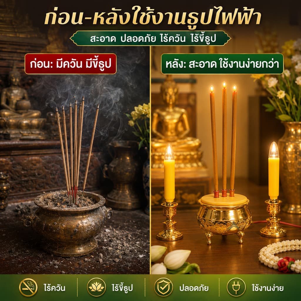 Superlamp ชุด เชิงเทียน ไฟฟ้า ขั้วเขี้ยว B15 พร้อม เทียน ยาว เหลือง 15W 220V รูปที่ 8