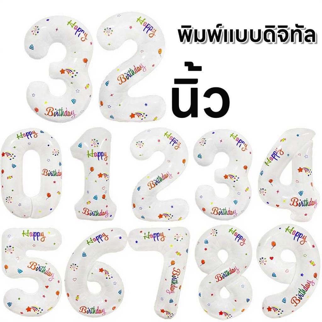 ด่วน ลูกโป่งตัวเลขวันเกิด ฟอยด์ ตัวเลข จัดปาร์ตี้ 16/32/40 นิ้ว​ สไตล์เกาหลี มีให้เลือก 3 สไตล์ ค่ะ รูปที่ 2