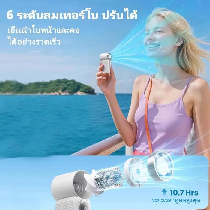พัดลมพกพา X688 พัดลมมือถือ 5เกียร์ ลมแรง เงียบ Type-C แบตอึด ขนาดเล็ก น้ำหนักเบา เดินทาง BTS MRT ใช้งานทุกวัน รูปที่ 7