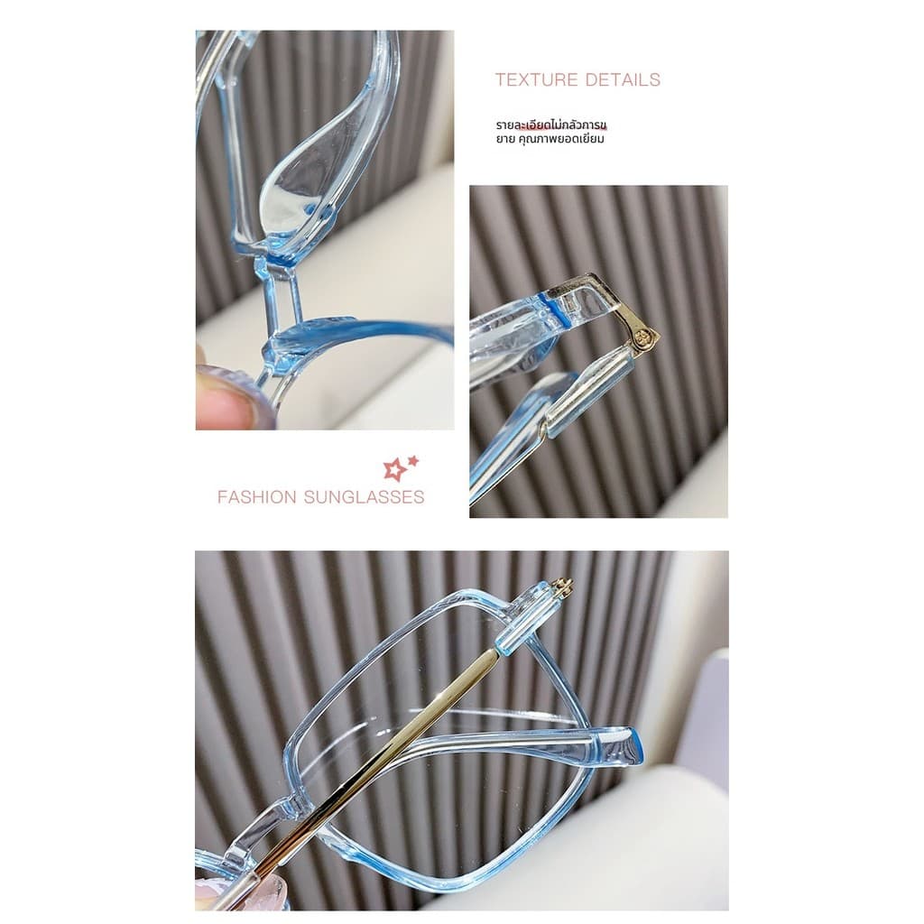แว่นตาทรงสี่เหลี่ยมป้องกันแสงสะท้อนสีฟ้าเหมาะสำหรับใบหน้าใหญ่สี unisex รูปที่ 4