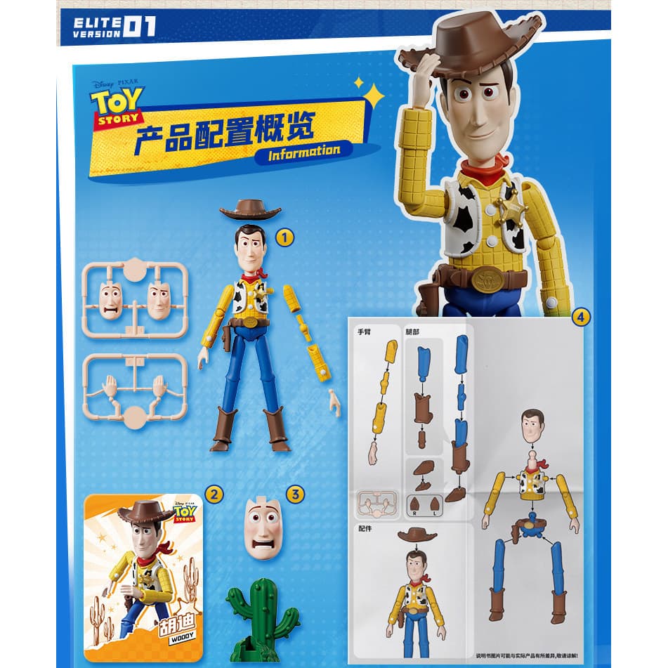 Pluco Building Block Man Disney Toy Story 5 รุ่นที่ 1 โมเดล Elite Edition Ke Figure Boy รูปที่ 7
