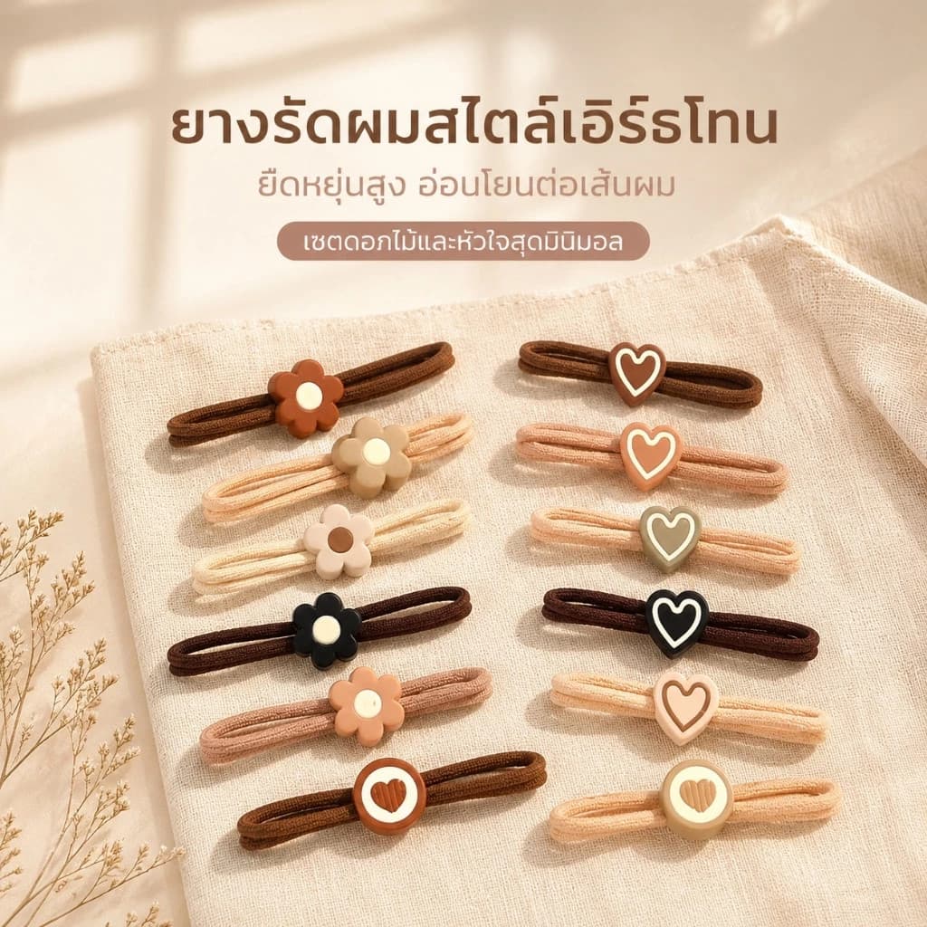 OwlSpot ยางมัดผมสไตล์เกาหลี 5 ชิ้น แฮนด์เมด ยืดหยุ่นสูงสุด ทนทาน สีดำ สำหรับผมทุกประเภท รูปที่ 1