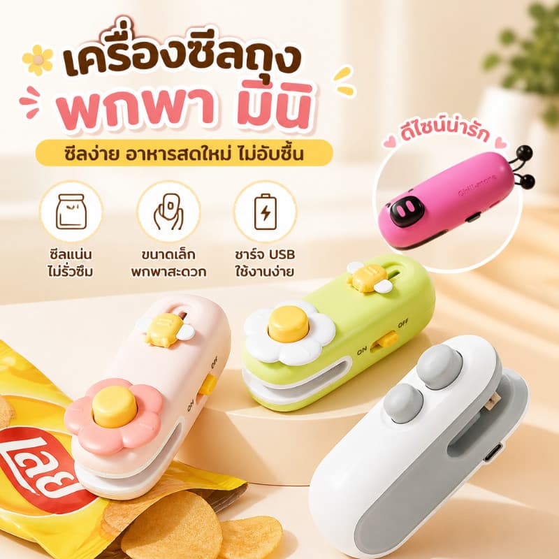 COD เครื่องซีลถุง เครื่องซีลขนาดเล็ก การออกแบบแม่เหล็กดูด ใช้ได้ทั้งปิดและเปิด อายุการใช้งานยาวนาน รูปที่ 1