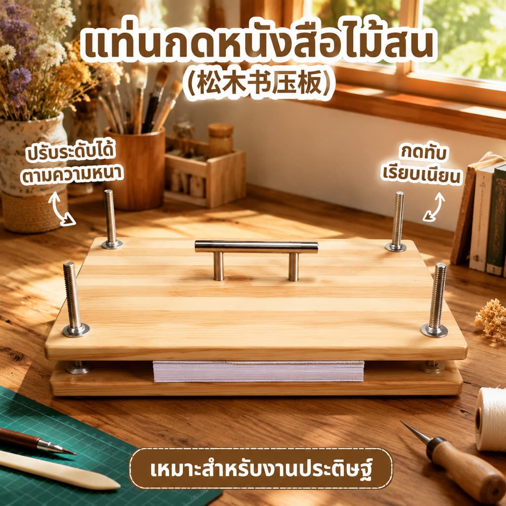 แท่นกดหนังสือไม้ไผ่ 2 ชั้น อุปกรณ์ทับกระดาษงานฝีมือ DIY แข็งแรงทนทาน ใช้งานง่าย พร้อมน็อตยึดแน่น รูปที่ 5