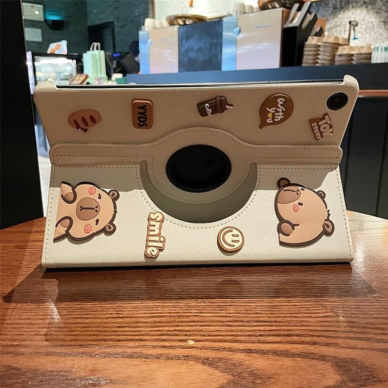 Capybara กาปิบาล่า หมุนได้ 360 หนังแบบฝาพับ เคสแท็บเล็ต Tablet Samsung Tab A11 A9 A8 A7 A 2019 + S10 S9 S8 S7 FE S6 Lite รูปที่ 5