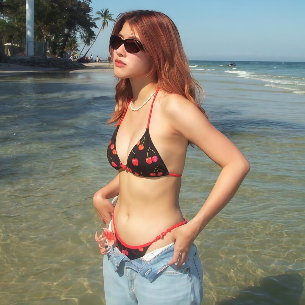 BIKINI FACTORY ชุดว่ายน้ำแฟชั่น บิกินี่ทูพีช ลายเชอร์รรี่ เซ็กซี่ มีไซส์ S-L | น้ำหนัก 38-58 กก. ส่งด่วน Y780 รูปที่ 2