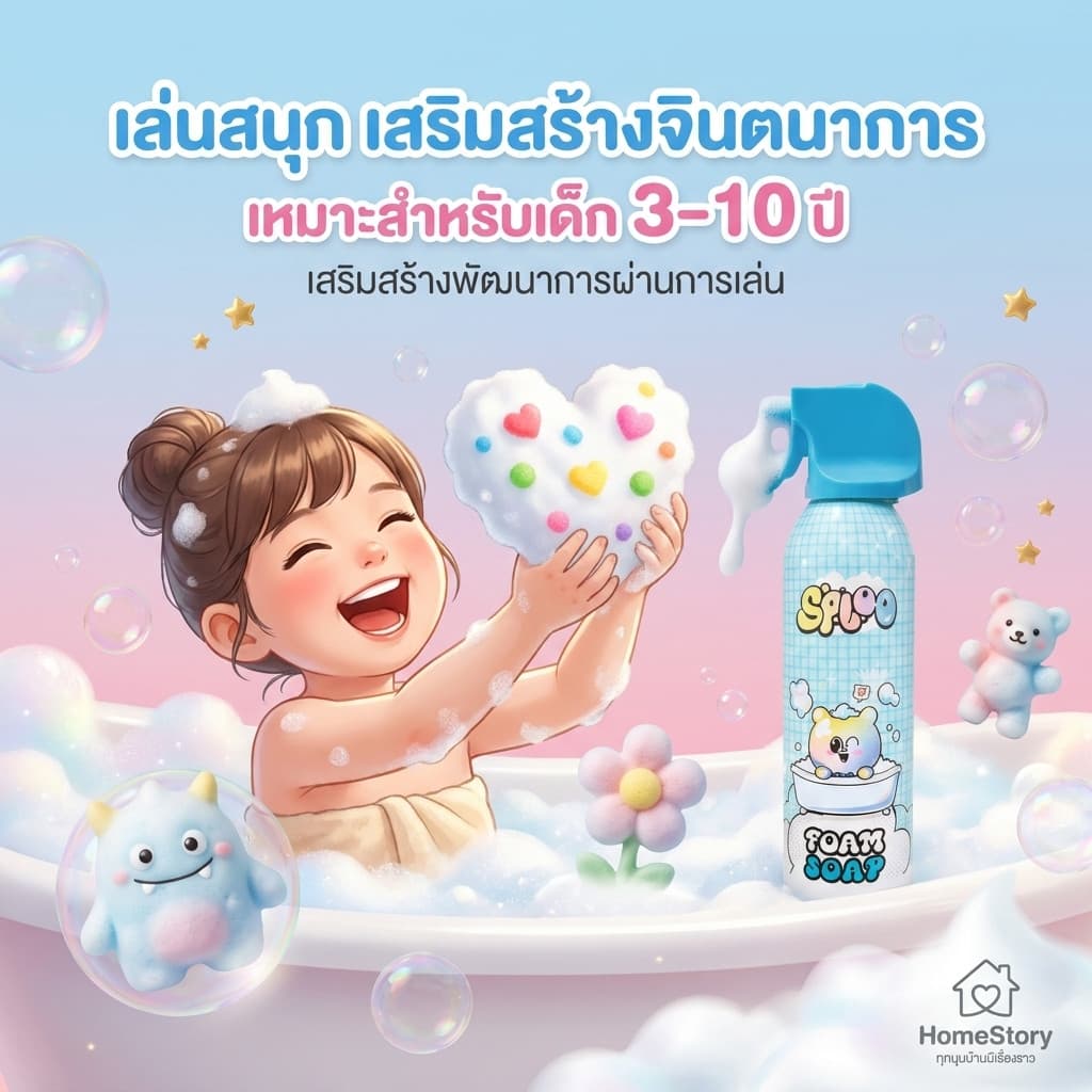SPLOO บับเบิ้ลโฟมอาบน้ำเด็กเนื้อนุ่มอ่อนโยน ไม่ระคายเคืองผิว ปั้นเล่นได้สนุกสนาน มีกลิ่นหอมผลไม้ 3 กลิ่นให้เลือก รูปที่ 6