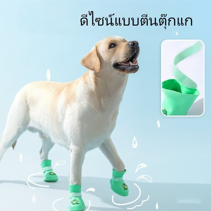 รองเท้าสัตว์เลี้ยง ไซส์ใหญ่มาก S-5XL รองเท้าสุนัข ลาย การ์ตูน รองเท้ากันน้ำ หมาพันธุ์ใหญ่ รูปที่ 2