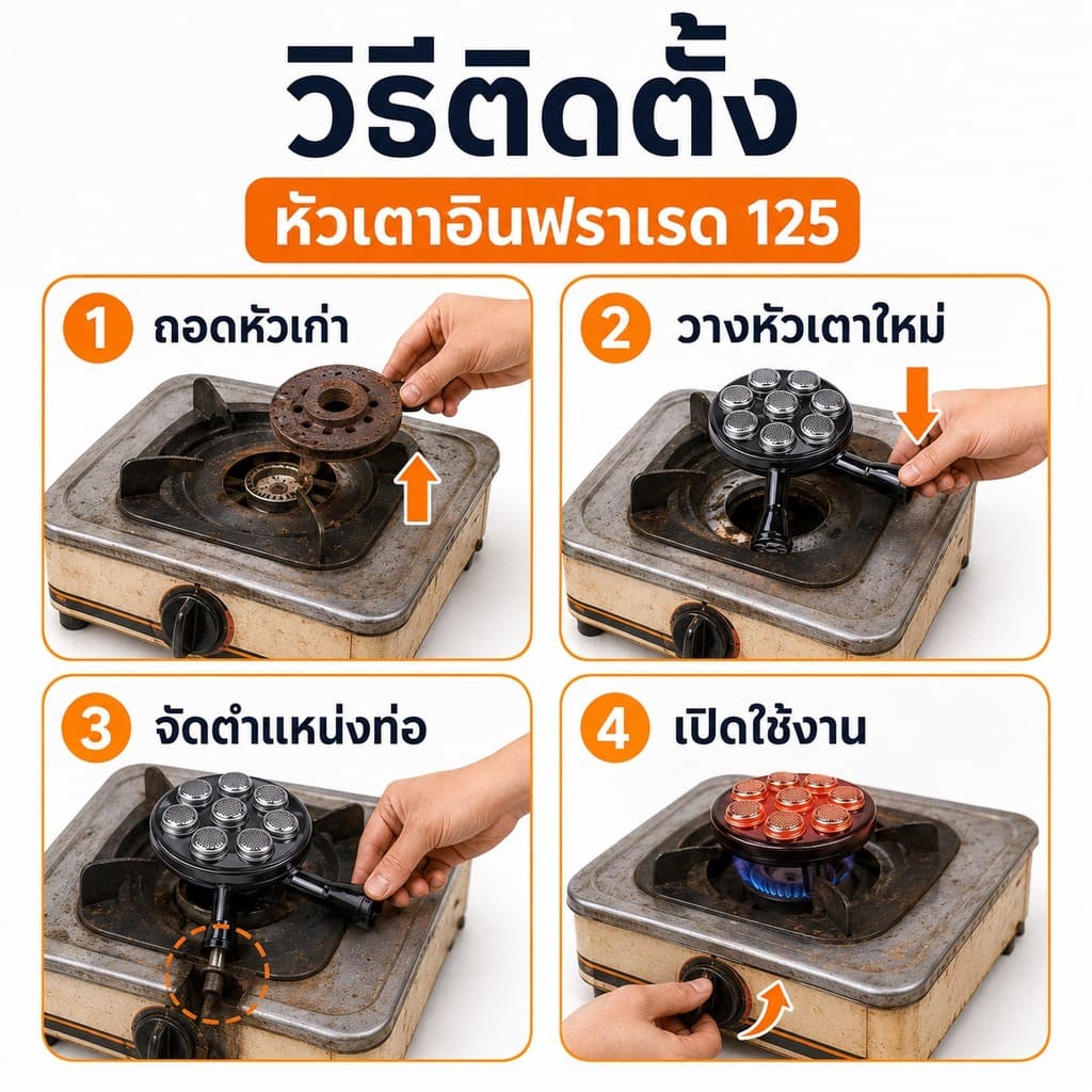 หัวเตาแก๊สตั้งโต๊ะ 90/115/125/135 มม. อะไหล่เตาแก๊สเก่า หัวเตาอินฟราเรด ไฟแรง ประหยัดแก๊ส เปลี่ยนง่าย COD รูปที่ 5