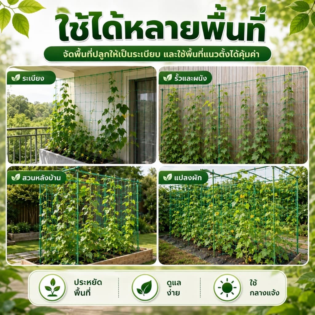 ตาข่ายปลูกผัก อวนปลูกผัก ค้างไม้เลื้อย ตาข่ายบวบ ตาข่ายแตงกวา คุณภาพดี ทนทาน เน็ตตาข่ายสี่มุม ใช้กับแปลงผักสวนบ้าน รูปที่ 4