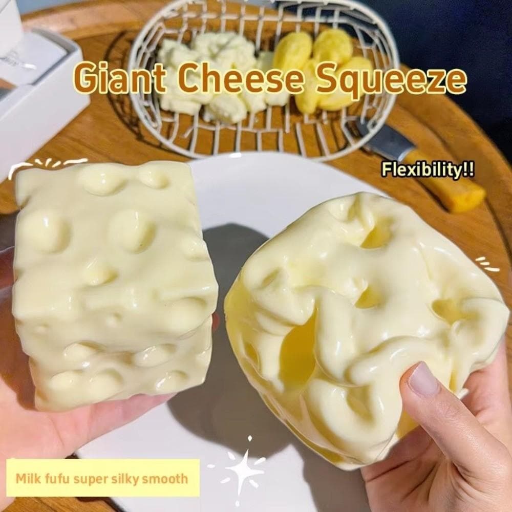 IRRA Jumbo Cheese Cube Stress Ball, Squishy Texture Anti-Stress Cheese Pinch ของเล่นนวดรูปร่างได้ Non-Bounce ASMR Sensory Stress ของขวัญวันเกิด รูปที่ 9